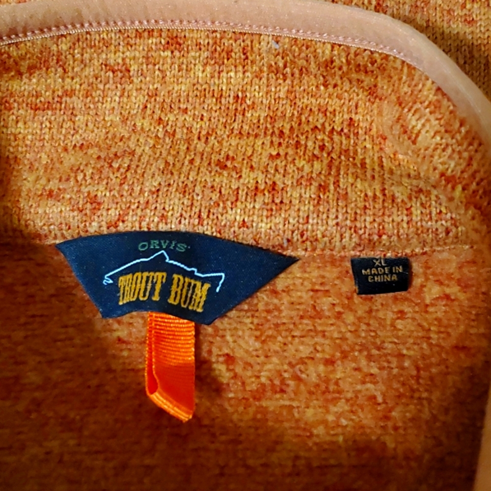 Orvis Trout Bum sz XL full zipped sweater